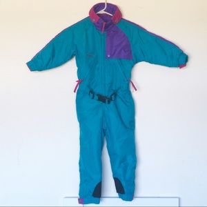 Columbia Ski Snow Suit One Piece Teal Purple Vtg